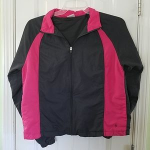 grey and pink light jacket